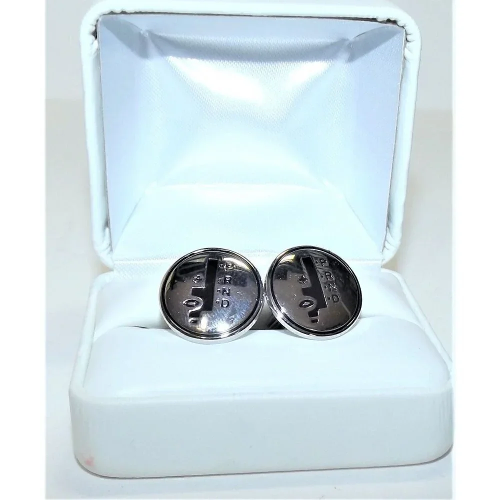 Auto Car Racing Stick Shift silver tone cuff links new in box